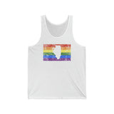 Illinois Pride Flag Tank: Rainbow LGBTQ+ State Silhouette Distressed Tank-Top