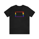 North Dakota Pride Flag Tee: Rainbow LGBTQ+ State Silhouette Distressed Shirt