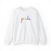 Pride Sweater: Flowing Cursive 'Pride' in Gradient Hues
