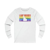 Idaho Pride Flag Long Sleeve Tee: Rainbow LGBTQ+ State Silhouette Distressed Long Sleeve T-Shirt