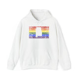 Alabama Pride Flag Hoodie: Rainbow LGBTQ+ State Silhouette Distressed Hooded Sweatshirt