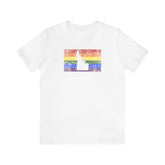 Idaho Pride Flag Tee: Rainbow LGBTQ+ State Silhouette Distressed Shirt