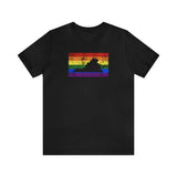 Virginia Pride Flag Tee: Rainbow LGBTQ+ State Silhouette Distressed Shirt