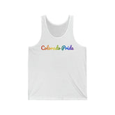 Colorado Pride Tank Top: Flowing Cursive Design with LGBTQ+ Gradient