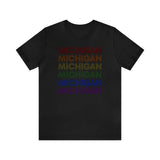Michigan LGBTQ+ Pride Flag, Faded Black T-Shirt
