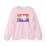Texas Pride Flag Sweater: Rainbow LGBTQ+ State Silhouette Distressed Sweatshirt