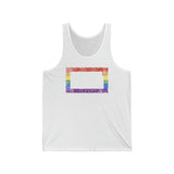 Kansas Pride Flag Tank: Rainbow LGBTQ+ State Silhouette Distressed Tank-Top