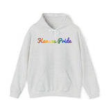 Kansas Pride Hoodie: Flowing Cursive Design with LGBTQ+ Gradient