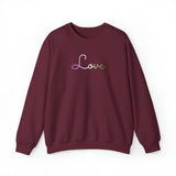 Genderqueer Love Script Sweatshirt: Subtly Elegant Pride Sweater