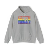 Maryland Pride Flag Hoodie: Rainbow LGBTQ+ State Silhouette Distressed Hooded Sweatshirt