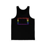 North Dakota Pride Flag Tank: Rainbow LGBTQ+ State Silhouette Distressed Tank-Top