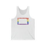 North Dakota Pride Flag Tank: Rainbow LGBTQ+ State Silhouette Distressed Tank-Top
