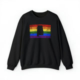 Alabama Pride Flag Sweater: Rainbow LGBTQ+ State Silhouette Distressed Sweatshirt