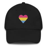 Pansexual Flag Embroidered Heart Hat: Celebratory LGBTQ+ Pride Design
