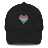 Polysexual Flag Embroidered Heart Hat: Celebratory LGBTQ+ Pride Design