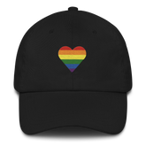 Pride Flag Embroidered Heart Hat: Celebratory LGBTQ+ Pride Design