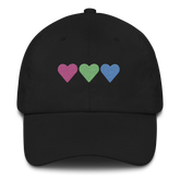 Embroidered Polysexual Hat: Pride Flag Horizontal Heart Design