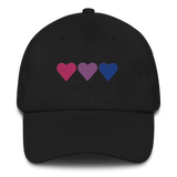 Embroidered Bisexual Hat: Pride Flag Horizontal Heart Design