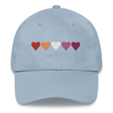 Embroidered Lesbian Hat: Pride Flag Horizontal Heart Design