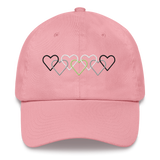 Agender Pride Hat: Interlaced Heart Outlines Embroidered Cap