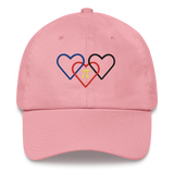 Polyamory Pride Hat: Interlaced Heart Outlines Embroidered Cap