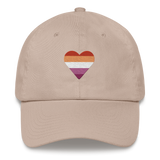 Lesbian Flag Embroidered Heart Hat: Celebratory LGBTQ+ Pride Design