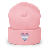 Bigender Flag Embroidered Heart Beanie: Celebratory LGBTQ+ Pride Design