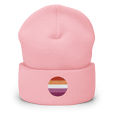 Lesbian Flag Embroidered Circle Beanie: Celebratory LGBTQ+ Pride Design