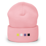 Embroidered Nonbinary Beanie: Pride Flag Horizontal Square Design