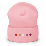 Embroidered Lesbian Beanie: Pride Flag Horizontal Circle Design