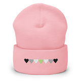 Embroidered Agender Beanie: Pride Flag Horizontal Heart Design