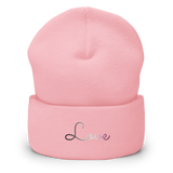 Asexual Love Script Beanie: Ellegantly Embroidered Pride Hat