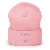 Bigender Heart Beanie: Embroidered Pride Hat