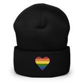 Pride Flag Embroidered Heart Beanie: Celebratory LGBTQ+ Pride Design
