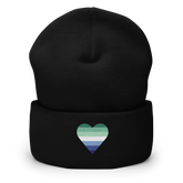 Gay Pride Flag Embroidered Heart Beanie: Celebratory LGBTQ+ Pride Design