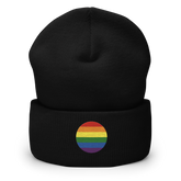 Pride Flag Embroidered Circle Beanie: Celebratory LGBTQ+ Pride Design