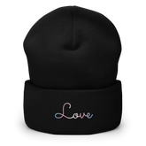 Transgender Love Script Beanie: Ellegantly Embroidered Pride Hat