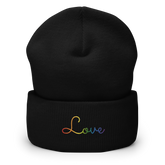 Pride Love Script Beanie: Ellegantly Embroidered Pride Hat