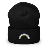 Embroidered Genderqueer Rainbow Beanie: Pride Flag LGBTQ+ Design