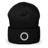 Embroidered Beanie: Genderqueer Pride Ring Emblem Design