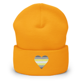 Demigender Flag Embroidered Heart Beanie: Celebratory LGBTQ+ Pride Design