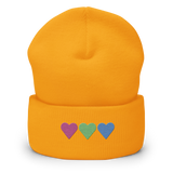 Embroidered Polysexual Beanie: Pride Flag Horizontal Heart Design