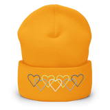 Demigender Pride Beanie: Interlaced Heart Outlines Embroidered Hat