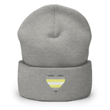 Demigender Flag Embroidered Heart Beanie: Celebratory LGBTQ+ Pride Design