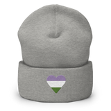 Genderqueer Flag Embroidered Heart Beanie: Celebratory LGBTQ+ Pride Design