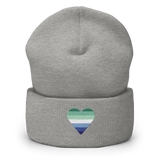 Gay Pride Flag Embroidered Heart Beanie: Celebratory LGBTQ+ Pride Design