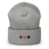 Embroidered Polyamory Beanie: Pride Flag Horizontal Square Design