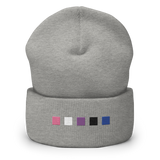Embroidered Genderfluid Beanie: Pride Flag Horizontal Square Design