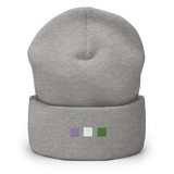 Embroidered Genderqueer Beanie: Pride Flag Horizontal Square Design