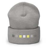 Embroidered Demigender Beanie: Pride Flag Horizontal Square Design